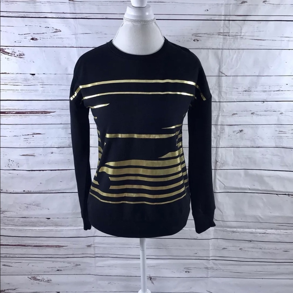 Fabletics Sweatshirt Pullover‎ Black Gold Size S